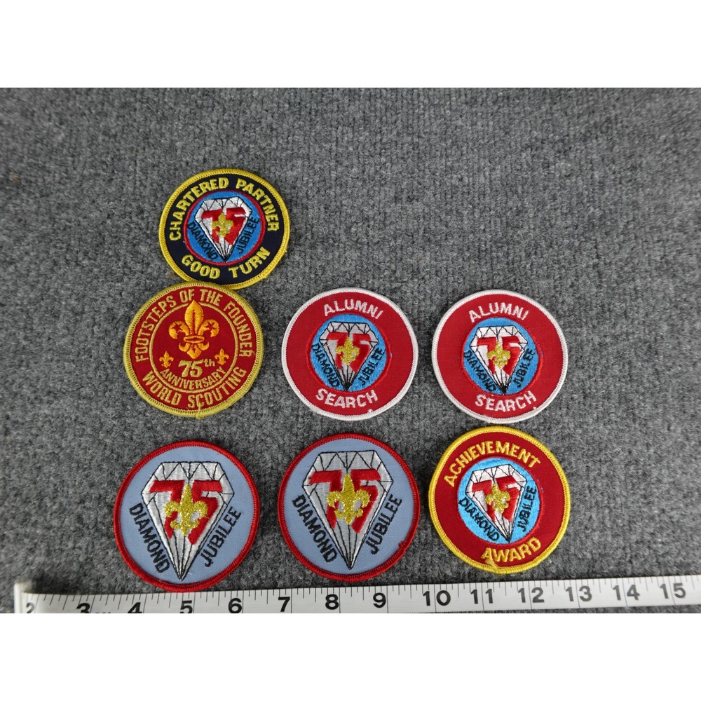 Lot of 7 Scout Patches Diamond Jubilee Achievement Search Alumni Good Turn